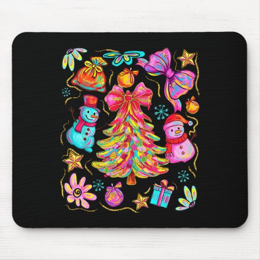 Preppy Kerst Coquette Strik Kant Merry Bright Kers Muismat (Voorkant)