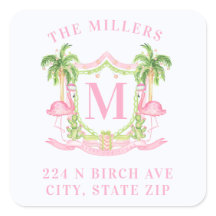 Preppy Kerst Flamingo Wapen Monogram