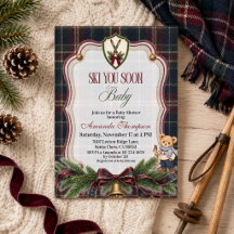 Preppy Kerst Lodge Ski You Soon Baby Shower