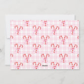 Preppy Kerst Waterverf Candy Canes Roze Bows Feestdagenkaart (Achterkant)