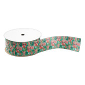 Preppy Kerst Waterverf Roze Groene Notenkraker Grosgrain Lint (Spoel)