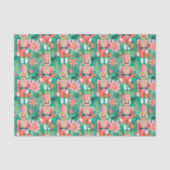 Preppy Kerst Waterverf Roze Groene Notenkraker Tissuepapier (Voorkant)