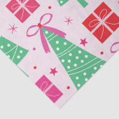 Preppy kerstbomen met roze strikken en geschenkdoo tissuepapier (Detail)