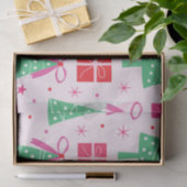 Preppy kerstbomen met roze strikken en geschenkdoo tissuepapier (Geschenk)