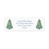 Preppy kerstboom Blue Return-adres Etiket (Voorkant)