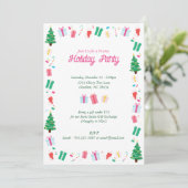 Preppy Kerstboom Gift Snoep Holiday Party Kaart (Staand voorkant)