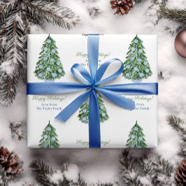 Preppy kerstboom groene blauwe Feestdagen Cadeaupapier