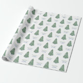 Preppy kerstboom groene blauwe Feestdagen Cadeaupapier (Uitgerold)