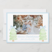 Preppy kerstboom met boog feestdagenkaart (Voorkant)