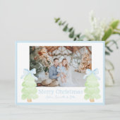 Preppy kerstboom met boog feestdagenkaart (Staand voorkant)