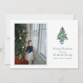 Preppy kerstboom met Chinoiserie Ornamenten Feestdagenkaart (Voorkant)