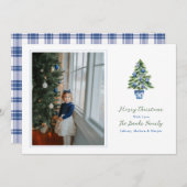 Preppy kerstboom met Chinoiserie Ornamenten Feestdagenkaart (Voorkant / Achterkant)
