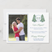 Preppy Kerstboom Monogram Feestdagen Elopement Aankondiging (Voorkant)