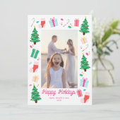 Preppy Kerstboom Vakantie Fotokaart Feestdagenkaart (Staand voorkant)