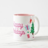 Preppy Kerstboom Vakantie Tweekleurige Koffiemok (Voorkant rechts)