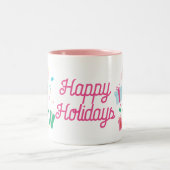 Preppy Kerstboom Vakantie Tweekleurige Koffiemok (Center)