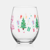 Preppy Kerstboom Vakantie Wijnglas Zonder Voet (Achterkant)