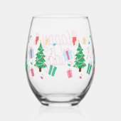 Preppy Kerstboom Vakantie Wijnglas Zonder Voet (Rechts)