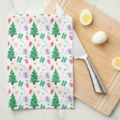 Preppy kerstboompatroon theedoek (Quarter Fold)