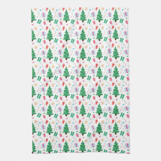 Preppy kerstboompatroon theedoek (Verticaal)