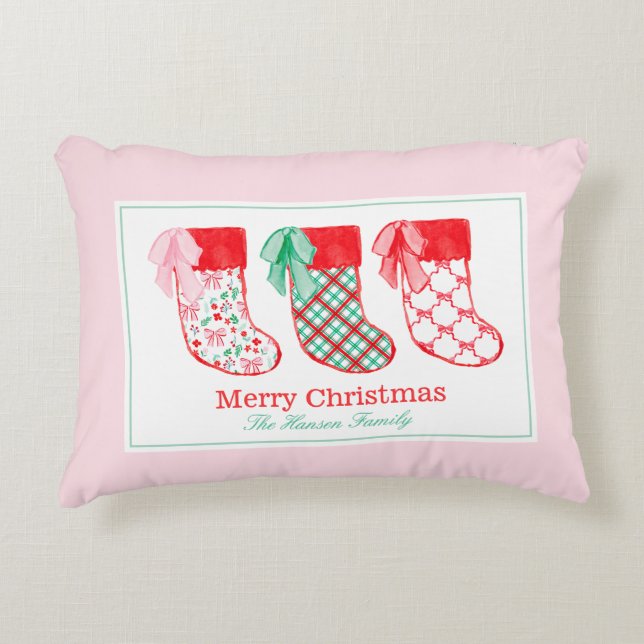 Preppy Kerstkousen Kerstmis Accent Kussen (Voorkant)