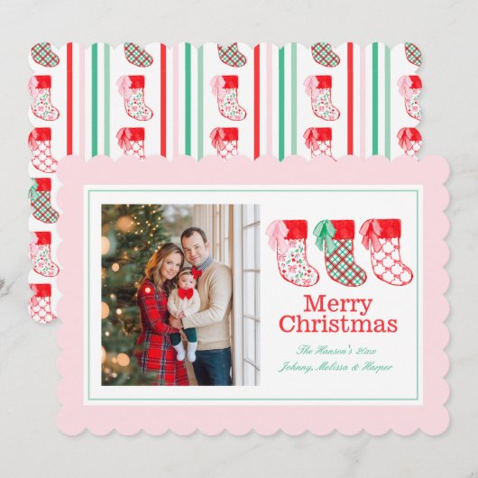 Preppy Kerstkousen Kerstmis Feestdagenkaart (Voorkant / Achterkant)