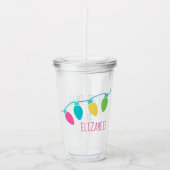 Preppy kerstlampjes op maat acryl drinkbeker (Voorkant)