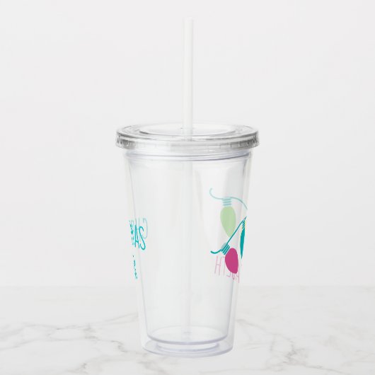 Preppy kerstlampjes op maat acryl drinkbeker (Rechts)