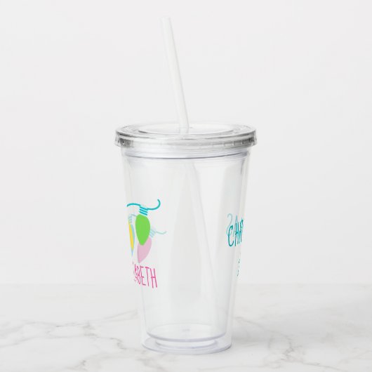 Preppy kerstlampjes op maat acryl drinkbeker (Links)