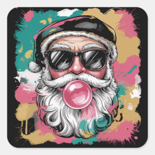 Preppy Kerstman Coquette Kerst Glitter Meisjesacht Vierkante Sticker
