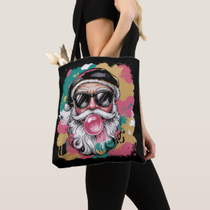 Preppy Kerstman Coquette Kerst Glitter Roze Meisje Tote Bag