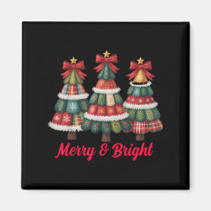 Preppy Kerstmis Coquette Strik Kant Merry Bright K Magneet