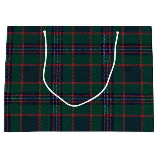 Preppy Kerstmis Donkergroen Geruit II Groot Cadeauzakje (Voorkant)