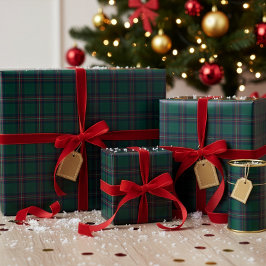 Preppy Kerstmis Donkergroen Geruit Inpakpapier