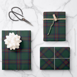 Preppy Kerstmis Donkergroen Geruit Inpakpapier Vel
