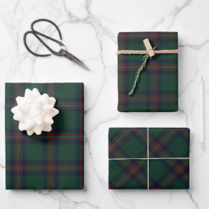 Preppy Kerstmis Donkergroen Geruit  Inpakpapier Vel