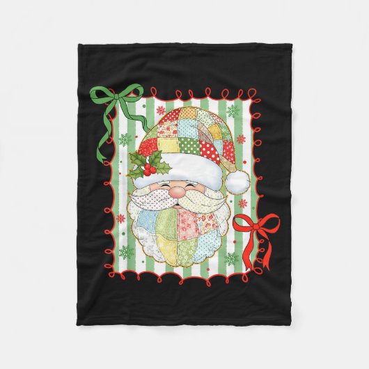 Preppy Kerstmis Kerstman Patchwork Kerst Vrouwen Fleece Deken (Voorkant)