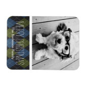 Preppy Kerstmis met één foto Magneet (Horizontaal)