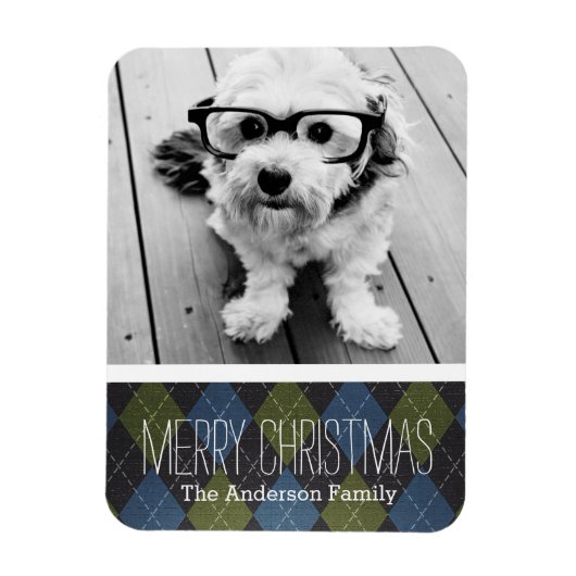 Preppy Kerstmis met één foto Magneet (Verticaal)