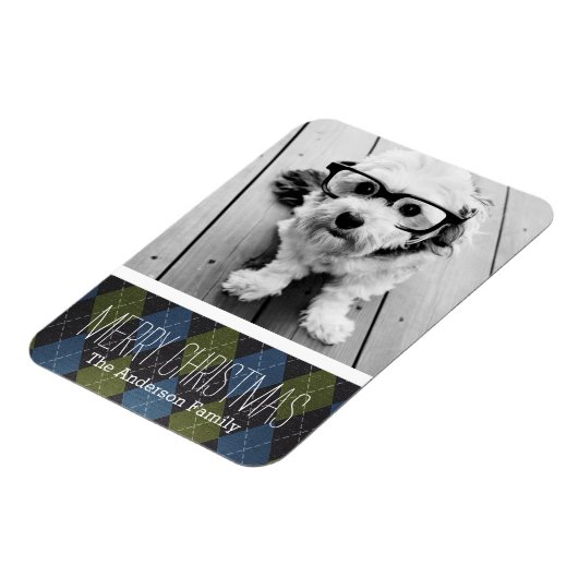 Preppy Kerstmis met één foto Magneet (Linkerzijde)