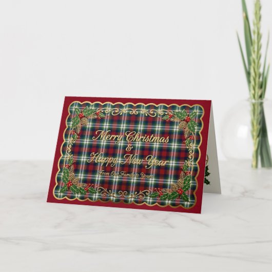 Preppy Kerstmis Plaid Feestdagen Kaart (Voorkant)