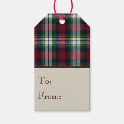 Preppy Kerstmis Schotlandse ruit Cadeaulabel (Voorkant)