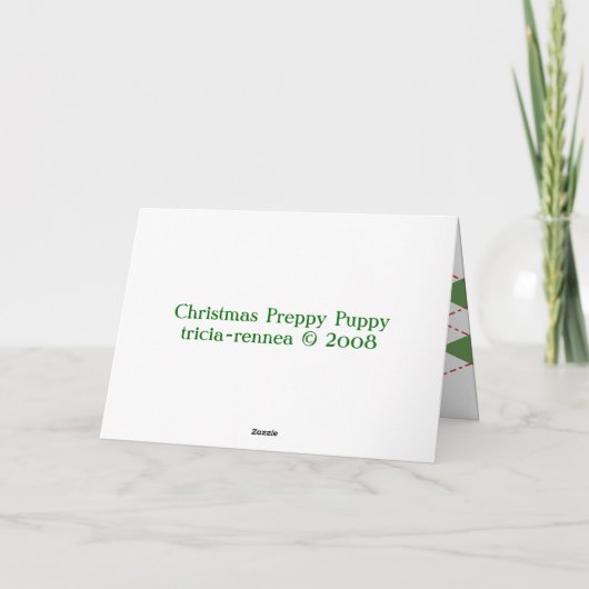 Preppy Kerstmis van het Puppy Feestdagen Kaart (Achterkant)