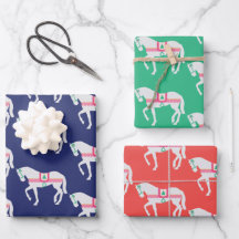 Preppy kerstpaard set van 3