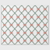 Preppy kersttrellis met kleine rode bogen cadeaupapier (Vlak)