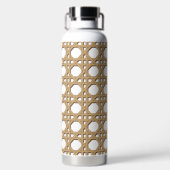 Preppy Khaki Riet Rietwerk Monogram Waterfles (Achterkant)