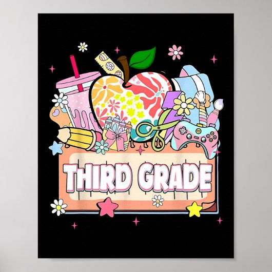 Preppy Kids Third Grade Grad 2025 Preschool 3rd Gr Poster (Voorkant)