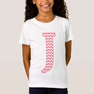 Preppy Klassieke Roze Chevron Letter J Monogram T-shirt