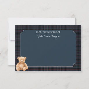 Preppy Klassieke Teddybeer Babyshower Bedankt Notitiekaartje