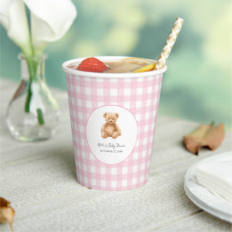 Preppy Klassieke Teddydbeer Baby Shower Papieren Bekers